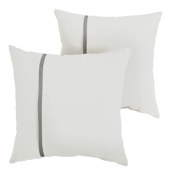 Sorra Home x Sunbrella - Indoor Outdoor Square Pillows, Set of 2, 16x16, Canvas Natural Ivory & Canvas Charcoal Grey