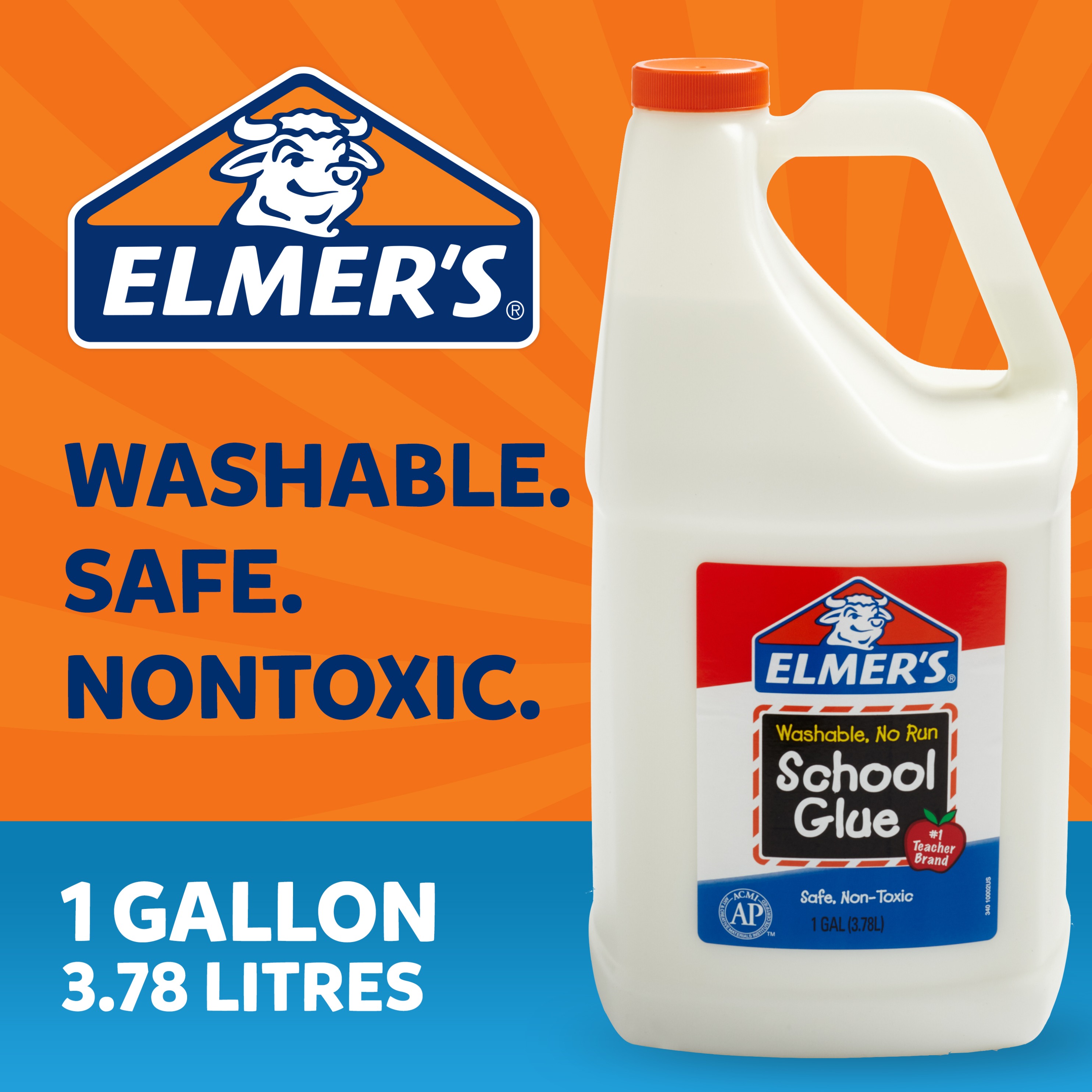 Elmer's Liquid School Glue Washable 1 Gallon 2 Count - Great for Making Slime