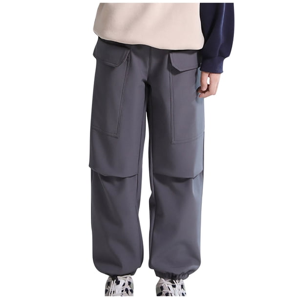 Odeerbi 7-15 Años Niñas Pantalones Cargo Impermeable Softshell Pantalones Cortavientos Color Sólido Casual Pantalones de Trabajo Con Bolsillo