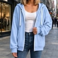 thumbnail image 2 of Women's Full Zip Hoodie, Oversized Long Sleeve Hooded Sweatshirt with Pockets, Casual Lightweight Zip Up Jacket, 2 of 7