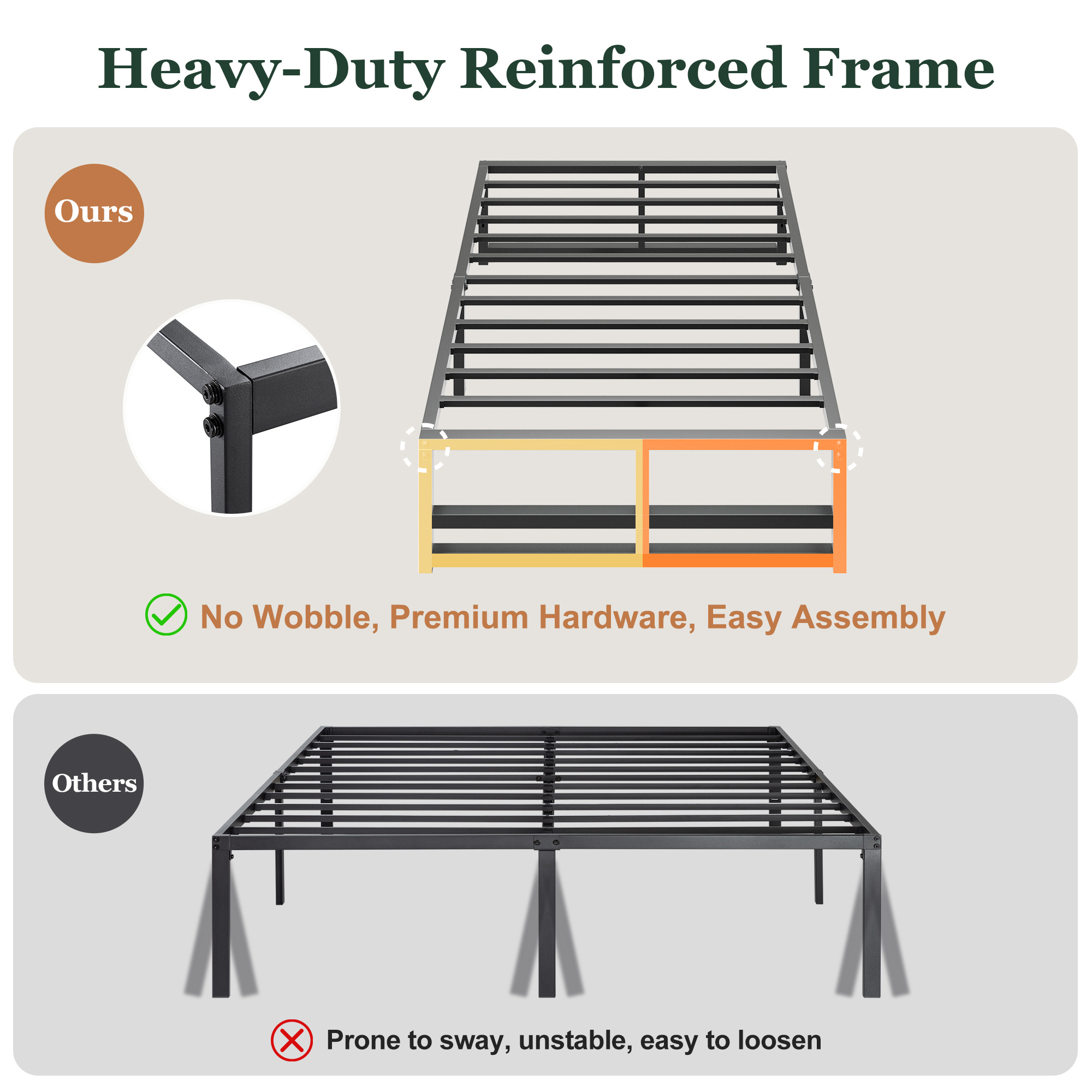 Amolife Twin Metal Platform Bed Frame with Storage photo 6