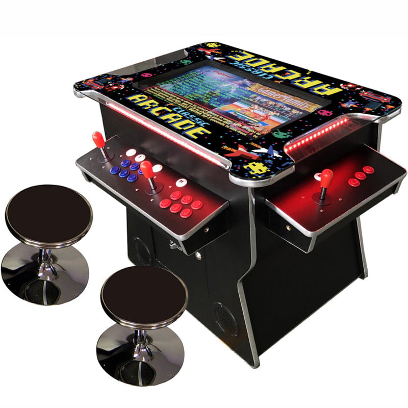 Classic Arcade Machine Cocktail Table 60 Games LED LIGHTS Free Stools 