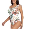thumbnail image 3 of Picia Lilies Flowers Pattern Women's One Piece Swimsuits,One Shoulder Swimwear Asymmetric ,Ruffle Monokinis Bathing Suits,High Waisted Flattering Bathing Suits-X-Large, 3 of 8