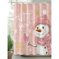 thumbnail image 3 of Blush Pink Snowman, Bathroom Curtain 72 Inch Shower Curtain with Hooks, Christmas Gold Snowflake Waterproof Polyester Bath Curtain Washable Bathtub Curtain 66''x 72'', 3 of 6