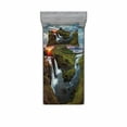 thumbnail image 2 of Ambesonne Nature Fitted Sheet & Pillow Sham Set, Cascade Stream Wildlife, Full, Multicolor, 2 of 3