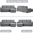 thumbnail image 3 of Hybition Convertible Sleeper SofaBed Fabric L-Shaped Sectional Sofa Gray, 3 of 5