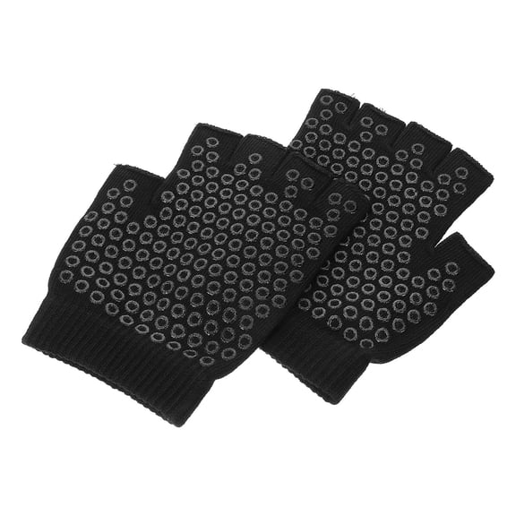 TABLZONE 1Pair Black Palm Protective Gloves Cotton Fingerless Training Gloves for Fitness