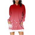 thumbnail image 1 of Pisexur Robes de Noël pour Femmes Mode Imprimé Flocon de Neige Sweat à Capuche Robe Décontractée Manches Longues Robes d'Automne Robe de Fête Mini Robe avec Poches, 1 of 2