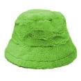 thumbnail image 5 of Women's Winter Plush Fluffy Bucket Hat Warm Faux Fur Lining Cozy Wide Brim Cap Green, 5 of 5