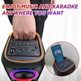thumbnail image 3 of Portable Bluetooth 5.0 Speaker - Dual 4-inch Drivers HiFi Bass, 7 RGB Colors 3 Modes, Karaoke with Mic, TWS Stereo, USB/TF/FM, Built-in Handle & Phone Holder for Party/Indoor/Outdoor, 3 of 9