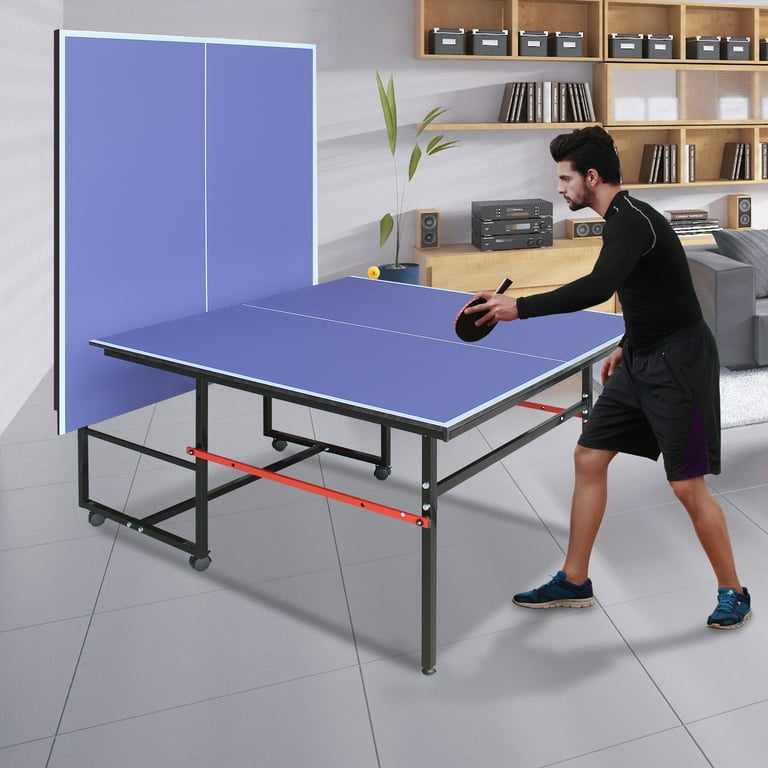 Sudzendf Blue Foldable Table Tennis Tables with 2-Paddles