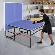KL KLB Sport 8ft Midsize Table Tennis Table Outdoor Indoor, Foldable & Portable Ping Pong Table Set with Net, 2 Table Tennis Paddles and 3 Balls