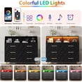 thumbnail image 4 of 6 Drawer Dresser with LED Lights & Charging Station, Wooden Pink Dresser for Bedroom, Modern TV Stand Dressers & Chests of Drawers for Closet, Hallway, Entryway, 4 of 9