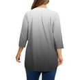 thumbnail image 5 of CYMMPU Crewneck Gradient Color 3/4 Length Sleeve Summer Fall Business Work Blouses Basic Tees Casual Dressy Tunic Tops Shirts 2025 Clothes for Women Black XXL, 5 of 5