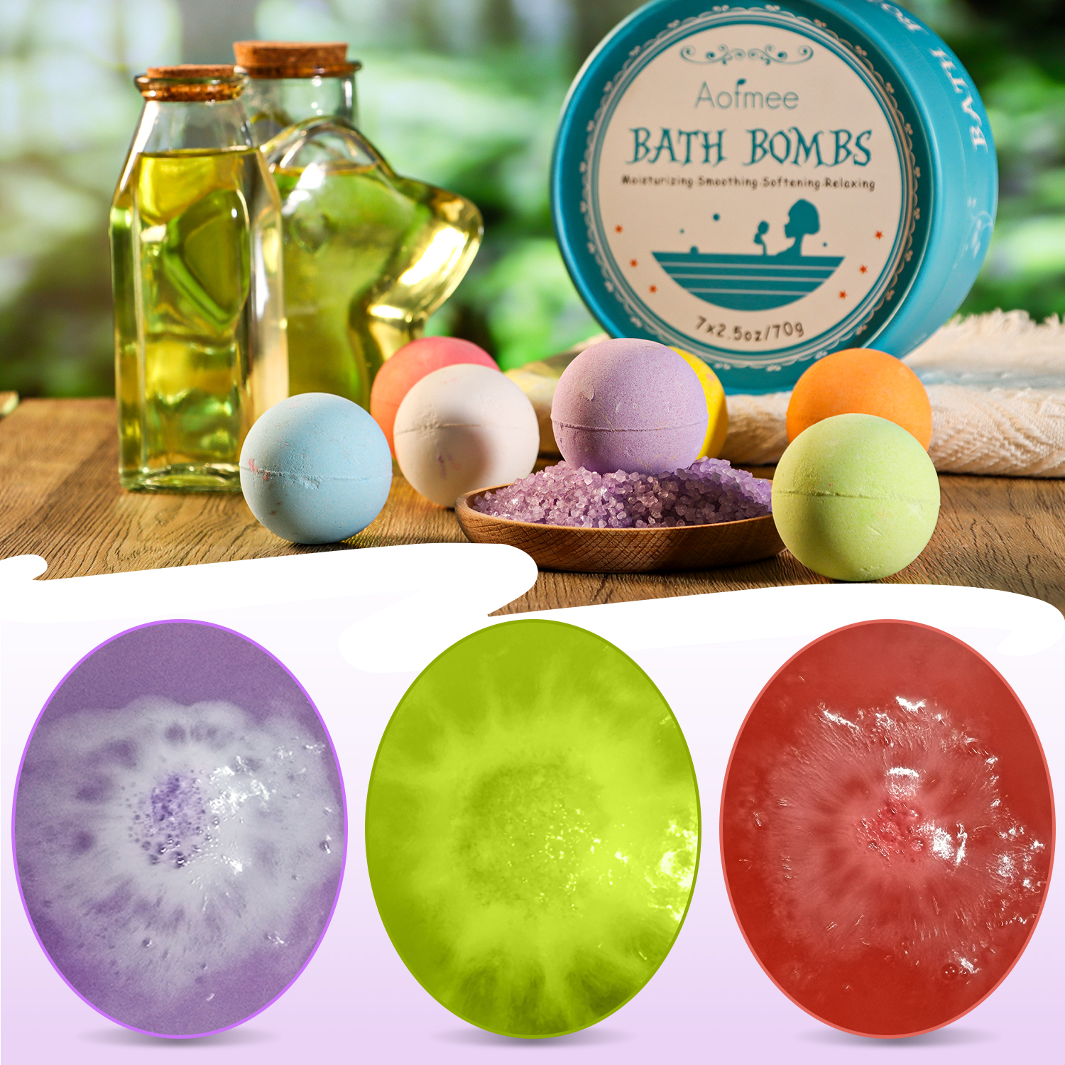 Aofmee Bath Bombs Set 7 Natural Spa Fizzy Salts photo 7