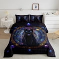 thumbnail image 2 of Manfei Magical Black Cat King Size Comforter Sets, Cosmic Planet Comforters King Size, Black Navy, Black Reversible, 3-Piece, 1 Comforter and 2 Pillowcases, 2 of 7