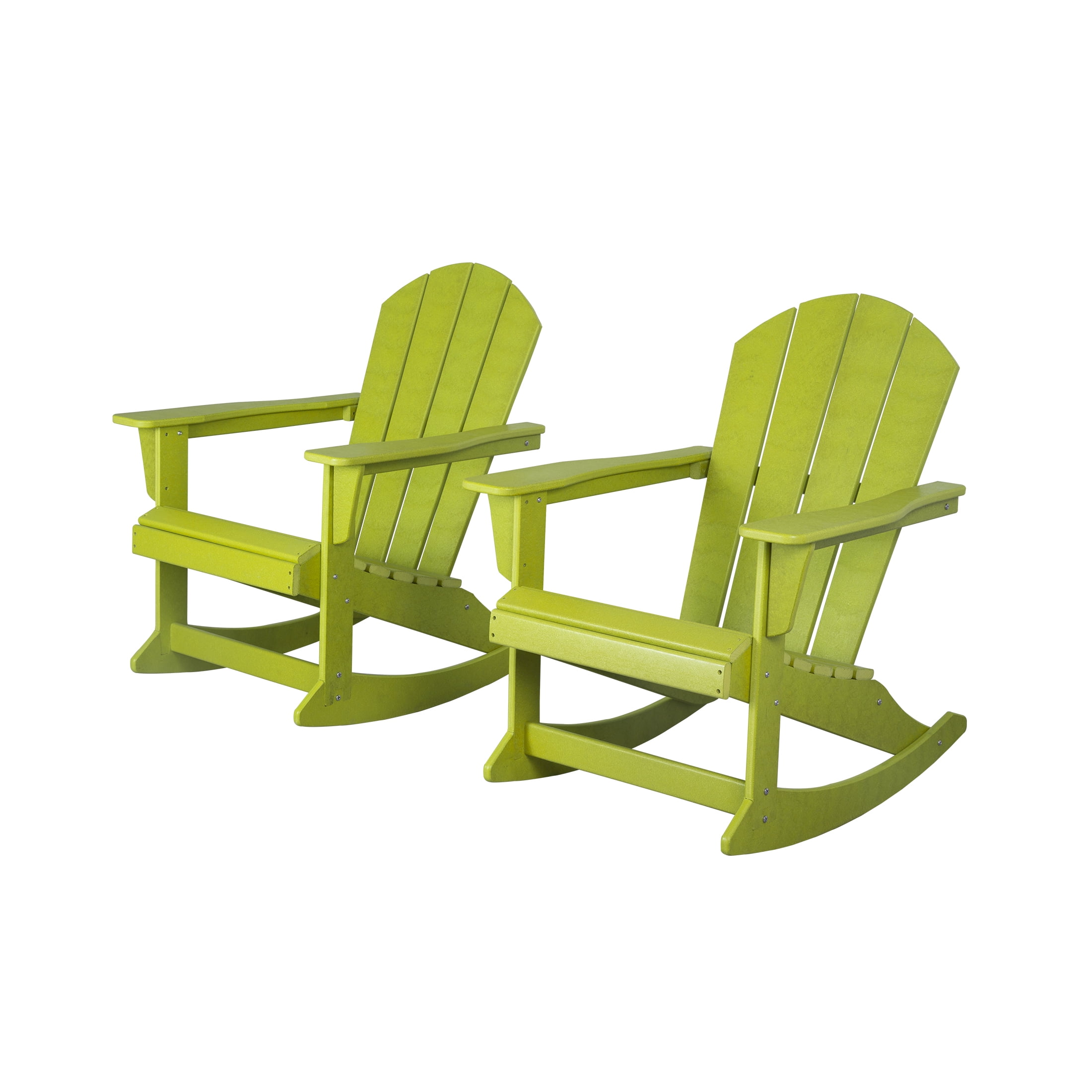 GARDEN Set of 2 - Plastic Outdoor Rocking Chairs for Patio Porch, Lime