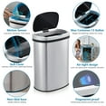 thumbnail image 4 of Innovaze 13 Gallon Touchless Motion Sensor Stainless Steel Garbage Can with Durable Plastic Lid , Oval, Silver, 4 of 11