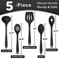 thumbnail image 3 of Walchoice 5 Pcs Silicone Cooking Utensils Set, Heat-Resistant Kitchen Utensils Set, Food-Grade Kitchen Tools, Soup Ladle, Slotted Spoon, Slotted Turner, Spoon, Pasta Server - Black, 3 of 7