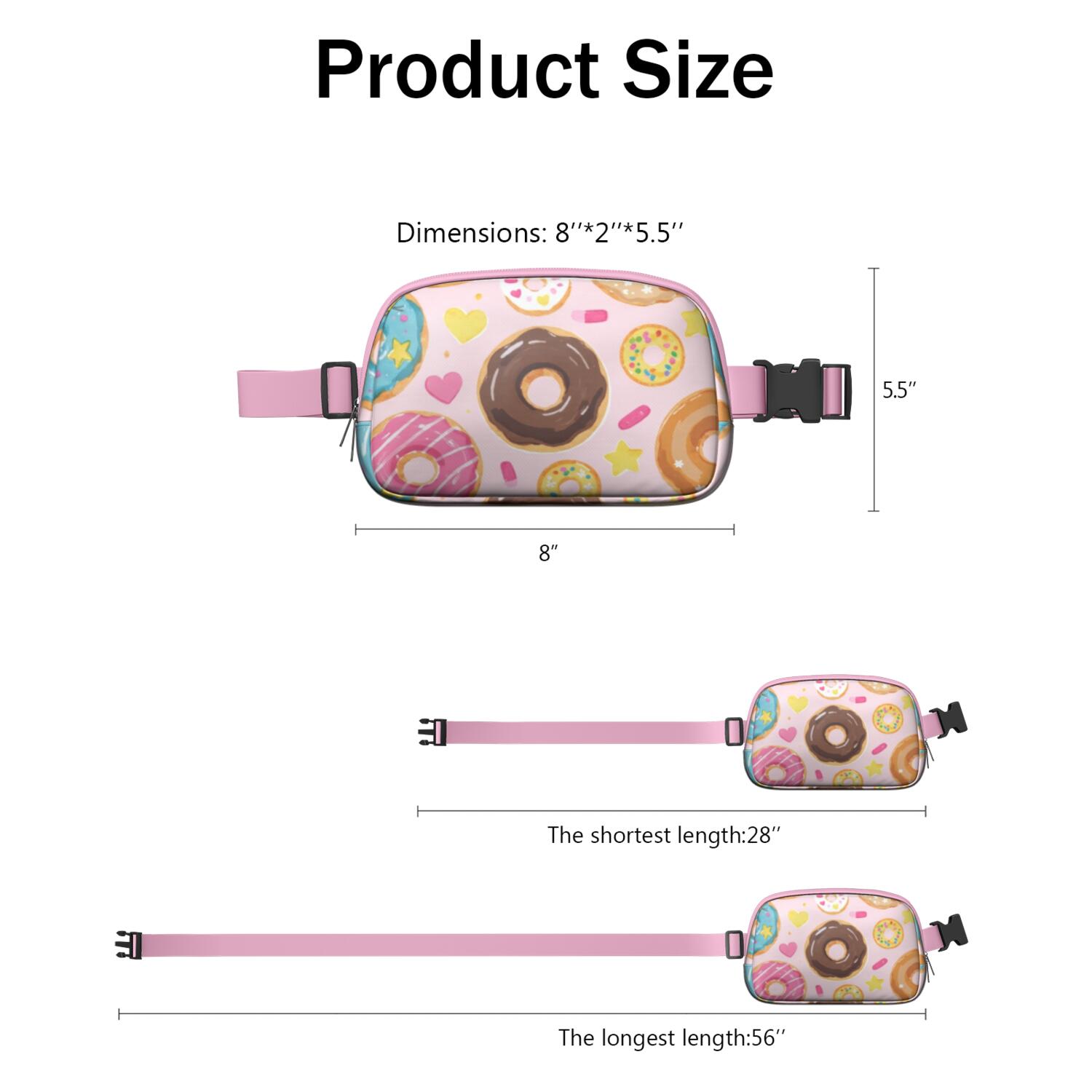 Cross Body Bag for Sports Enthusiasts Commuters Fashionable Waterproof Fanny Pack with Adjustable Strap for Casual Running Hiking Cycling Doughnut Sporty Waist Pack