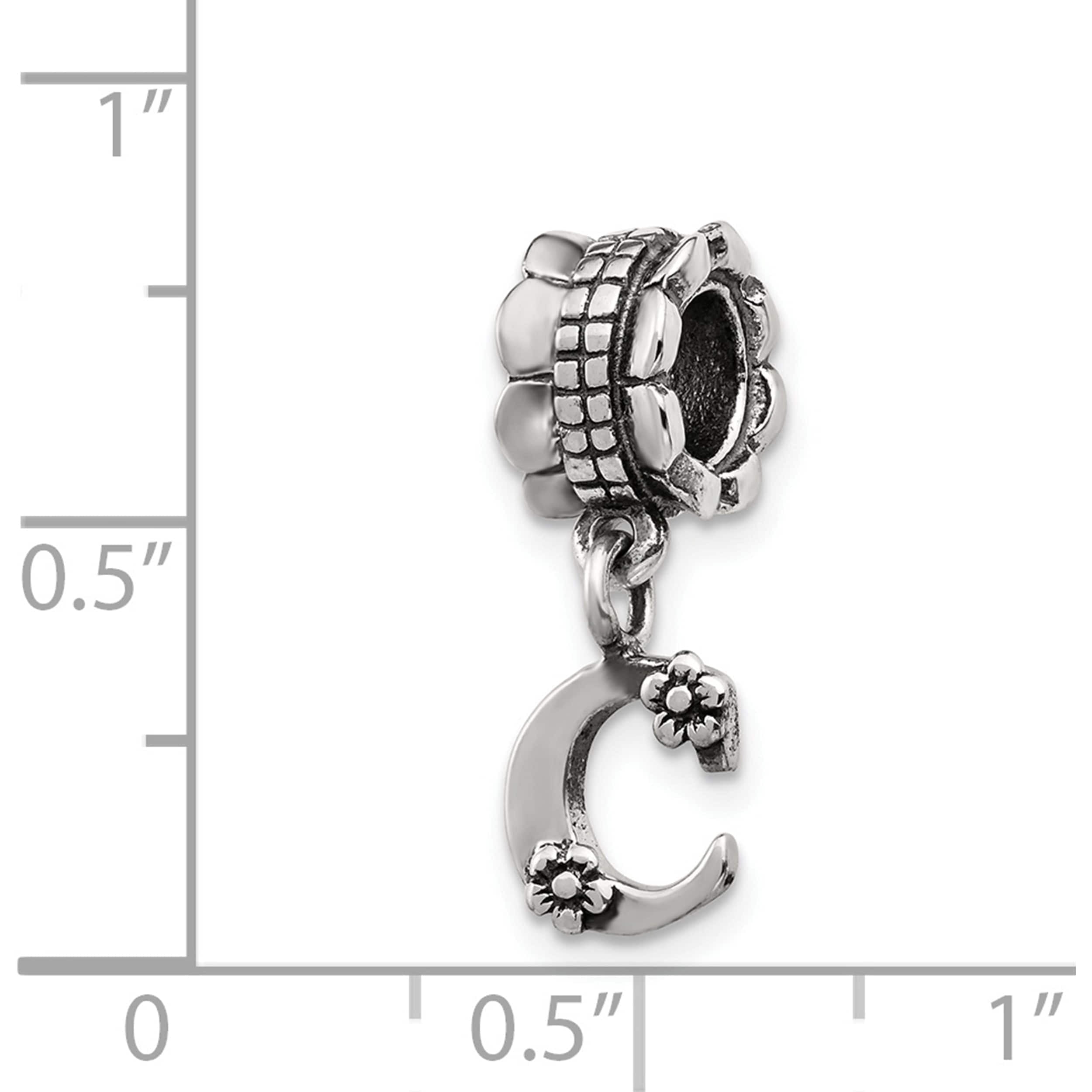 Sterling Silver Reflections Letter C Dangle Bead (18.18 X 7.27) Made In Thailand qrs1400c