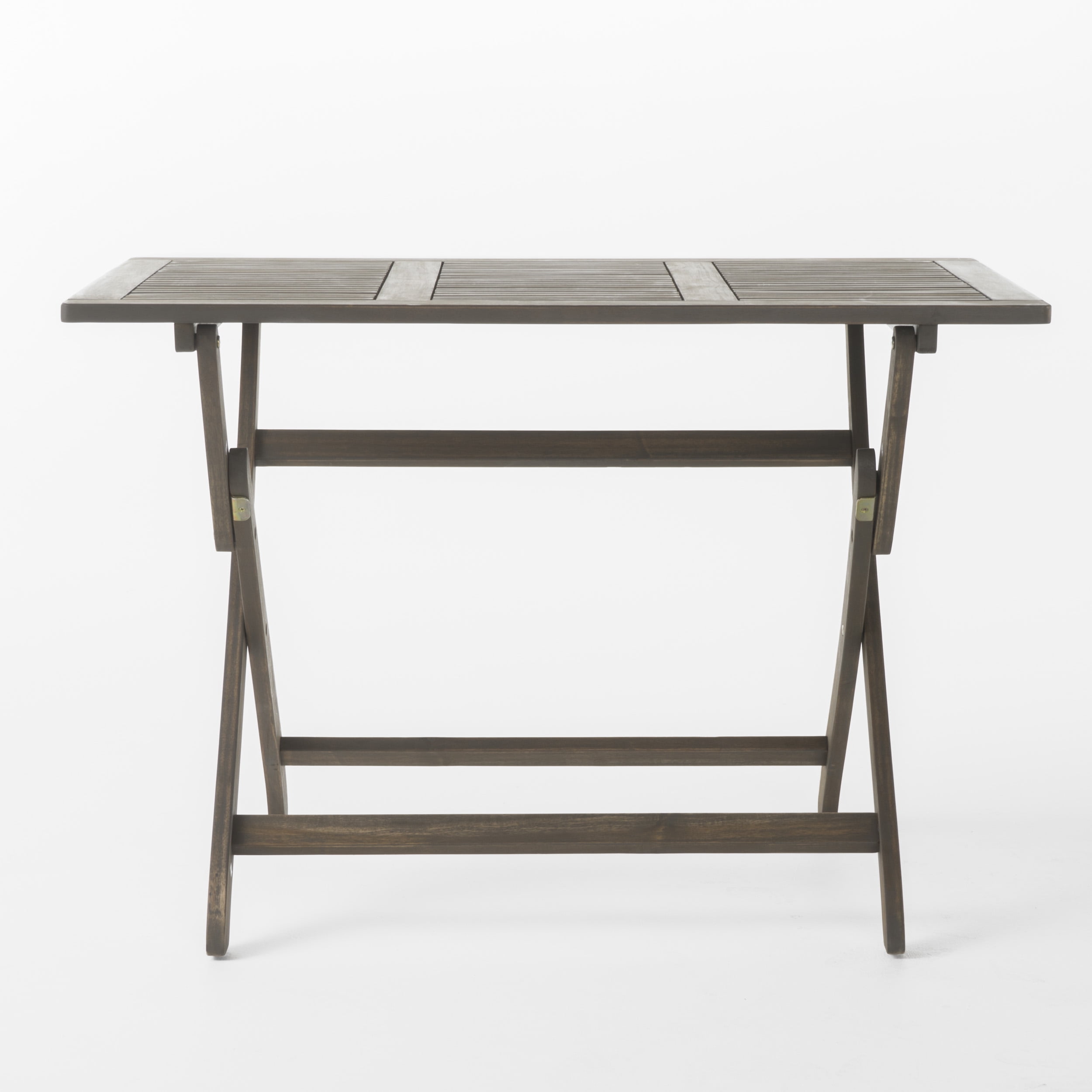 Outdoor Foldable Dining Table 43.5 Inch, Portable Acacia Wood Leisure Table for Patio Garden, Grey