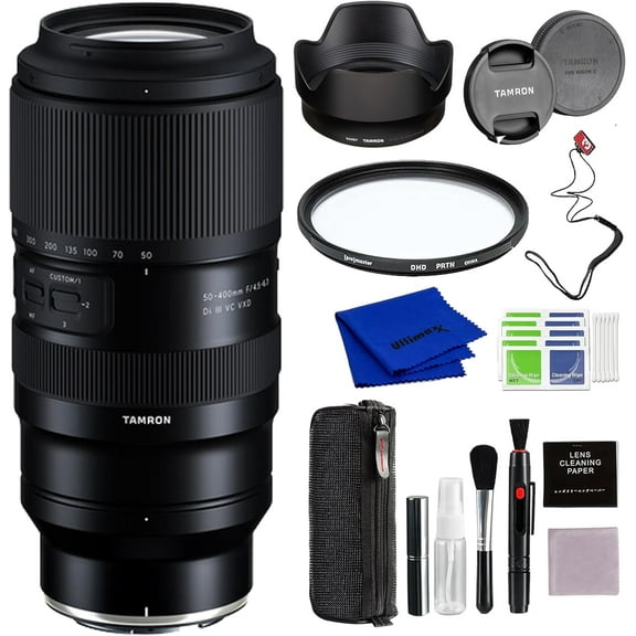 Tamron 50-400mm f/4.5-6.3 Di III VC VXD Lens (Nikon Z) with Pixel Advance Accessories and Travel Bundle | AFA067Z-700 | Tamron 50-400mm Lens