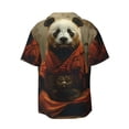 thumbnail image 6 of Lsque Jungle Meditating Panda print Men's Cuban Collar Short Sleeve Shirt Summer Beachwear Casual Button Down Fashionable Vacation Leisure Shirt-X-Large, 6 of 7