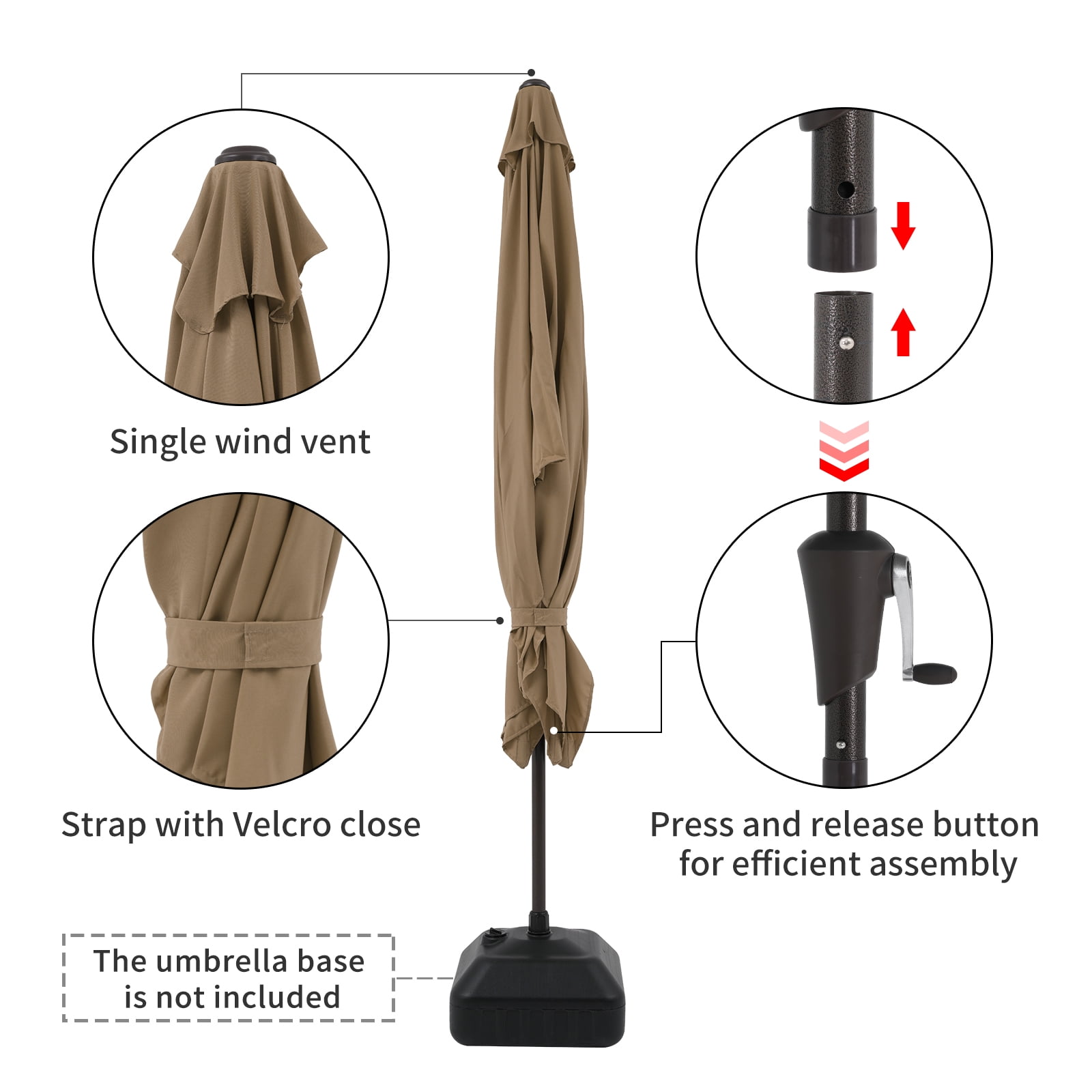 9.8FT Outdoor Rectangular Patio Umbrella, with Crank & Push-Button Tilt, & Durable All - Weather Design, UV Protection, Waterproof, for Garden, Backyard, Pool, Beige