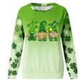 thumbnail image 3 of St Patricks Day Women Tees, Womens Cute Green Shamrocks Printed Tee Long Sleeve Holiday Vacation T Shirts, 3 of 4