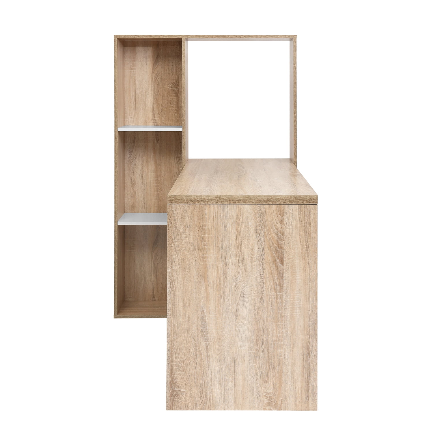 Resenkos L-Shaped Wood Computer Desk with Large Shelves