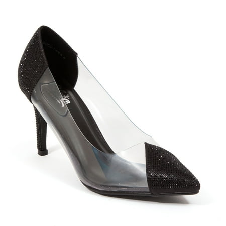 

Chic By Lady Couture Good Times Lucite Pump With Rhinestone Trim Black 6