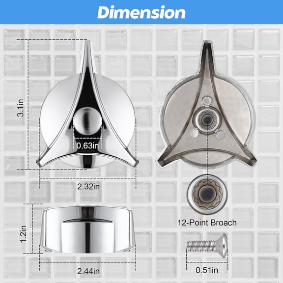 TG4THT-Shower Faucet Handle Replacement for T-31, Compatible with Symmons/Temptrol Tub and Shower Faucets, Shower Knob Replacement Single Handle with Screw and Plug Button, Metal, Chrome Plated