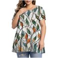 thumbnail image 2 of Ovzne Robes d'Été pour Femmes Robe Femme Ample Manches Courtes Style Rétro à la Mode Imprimé Col Rond Grande Taille Robe Robe Col Rond Grande Taille Robe Maxi Manches Courtes, 2 of 6
