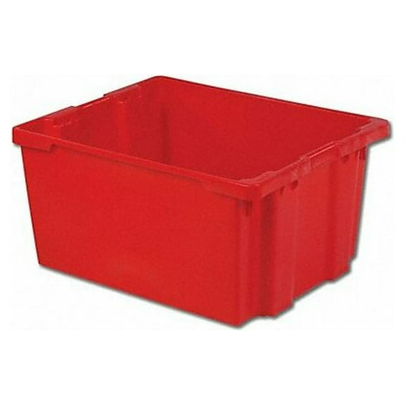 Hang & Stack Storage Bin, Plastic, Red, 15 1/8 in H, 24 in W, 30 1/8 in L