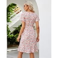 thumbnail image 4 of Yesfashion Women's Maternity Smocked Short Sleeve Summer Dress V Neck Boho Ruffle Casual Swing Midi Dress Baby, 4 of 5