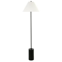 Evelyn&Zoe Somerset 64" Tall Floor Lamp with Empire Fabric Shade, Blackened Bronze/White