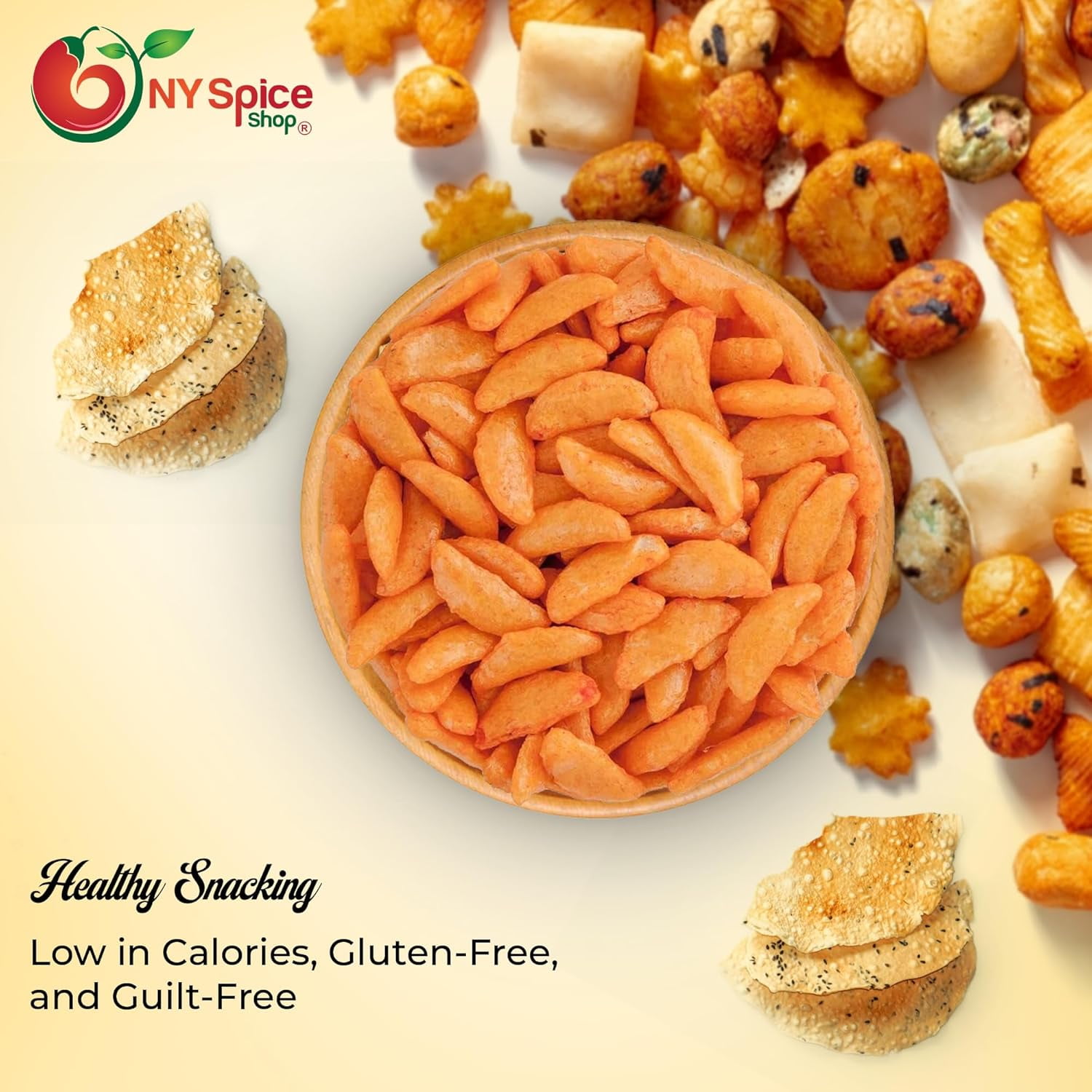 NY SPICE SHOP Chili Bits Rice Crackers - 3 Pound - Rice Snacks - Rice Sack - Oriental Snack Mix Nuts