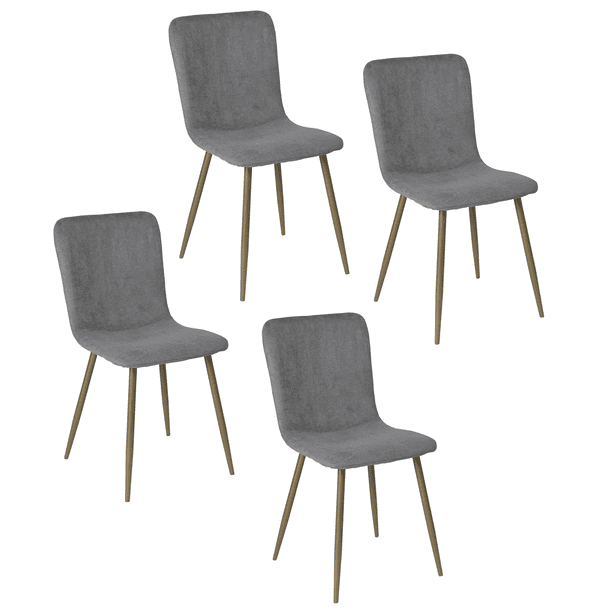 Set de 4 Sillas de Comedor Gris HOMEMAKE FURNITURE Patas Doradas de Metal Escandinavo Minimalista