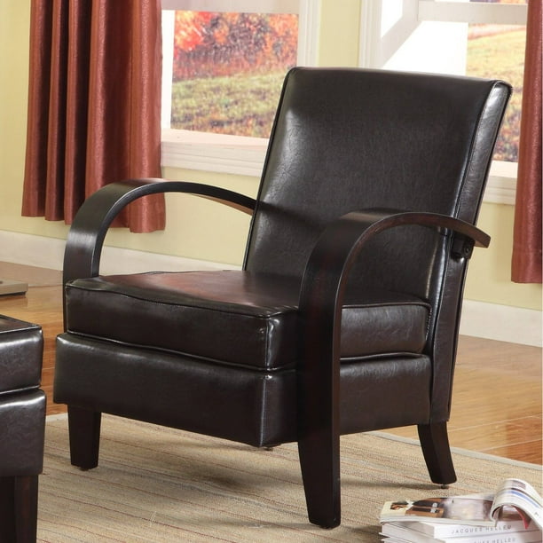 Roundhill Wonda Bonded Leather Accent Chair With Wood Arms Multiple Colors Available Com - Accent Chairs With Wood Arms Roundhill Wonda Bonded Leather Accent Chair With Wood Arms Multiple Colors Available Com - Accent Chairs With Wood Arms