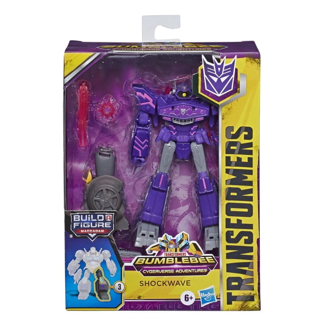 Transformers Toys Cyberverse Deluxe Class Shockwave Action Figure, Shock Blast Attack Move and Build-A-Figure Piece, 5-inch