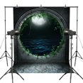 thumbnail image 1 of YUSDECOR Clôture Arches 5x7ft Toile de Fond Phototographie Fond de Fenêtre Mur Vue de Nuit sur la Lune, 1 of 3