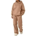 thumbnail image 2 of Hoodie Sets Sweat Suit Sweat Set Hoodie And Sweatpants Set Sweatset Sweatsuits Women 2 Piece Outfit Fall Tracksuit Matching Oversized Hoodies Baggy Sweatpants Set, Camel-M, 2 of 5