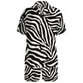 thumbnail image 3 of Womens Pajama Sets 2 Piece, V Neck Button Down Short Sleeve Pajamas for Women, Soft Polyester Homewear Lounge Set, Leopard Zebra Print Sleepwear S-3XL, 3 of 9