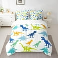 thumbnail image 2 of jejeloiu Colorful Cute Dinosaur 7pcs Bedding Comforter Set,Wild Animals Queen Bedding Sets For Boys Kids Reversible, 2 of 8