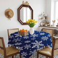 thumbnail image 3 of Navy Blue Snowflake Christmas Table Cloth Waterproof Tablecloths, Winter Xmas Snowflakes Tablecloth Dining Table Cover for Kitchen Party Tabletop Outdoor, Square Tablecloth 54x54 Inch, 3 of 9