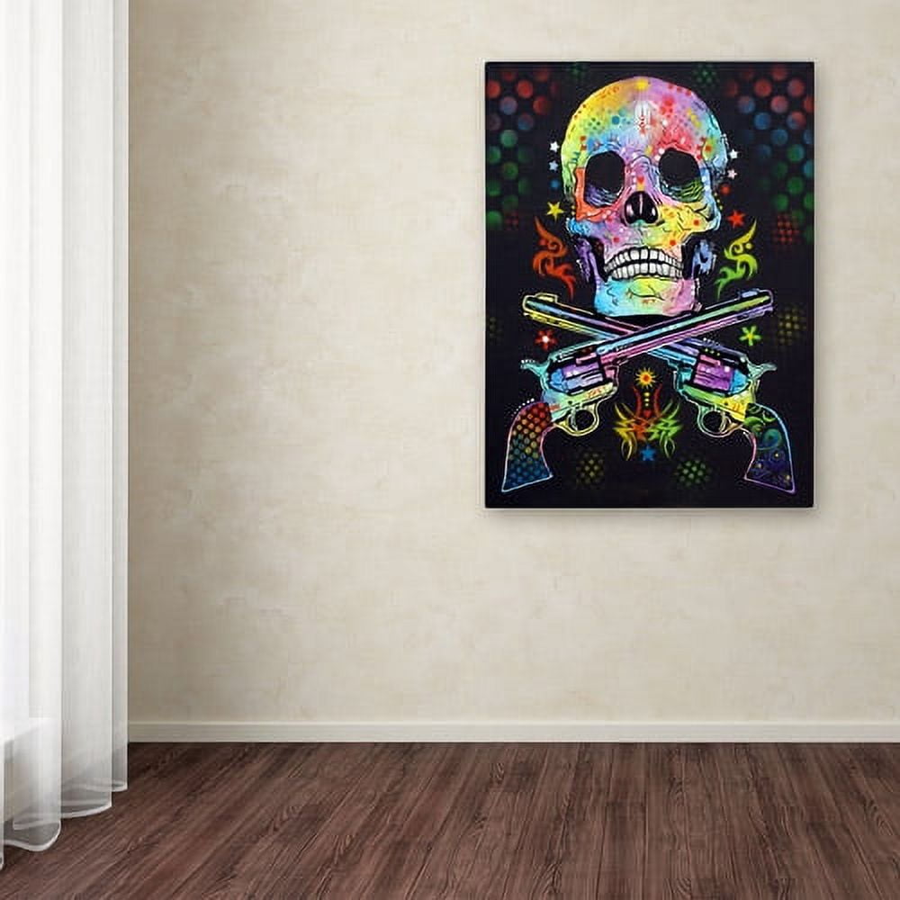 Trademark Fine Art "Skull and Guns" Canvas Art by Dean Russo