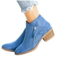 thumbnail image 6 of VKEKIEO Tall Cowgirl Boots Round Toe Low Heel Booties Slip-On Blue, 6 of 7