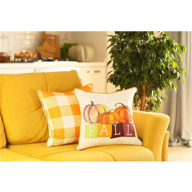 18 Po Saison d'Automne Citrouille Vichy Coussin Housse&44; Multicolore - Lot de 2