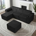thumbnail image 5 of SEENYOO 105" Cloud Sectional Couch, U Shape 3-Seater Couch with 2 Ottomans, Boneless Corduroy Sofa for Living Room, Deep Seat, No Assembly Required, Black, 5 of 14